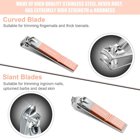 16 in 1 Stainless Steel Nail Clipper Set Professional Manicure Pedicure Grooming Kit with Travel Case