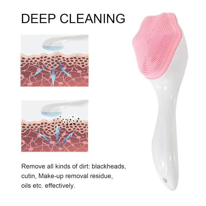 3 in 1 Silicone Bath & Skincare Set Shower Brush Back Scrubber & Face Cleansing Brush Bundle