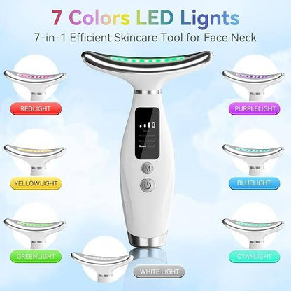 7 Color LED Face & Neck Massager Beauty Device Skin Tightening Neck Lifting Machine with 3 Intensity Levels