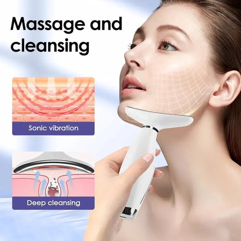 7 Color LED Face & Neck Massager Beauty Device Skin Tightening Neck Lifting Machine with 3 Intensity Levels