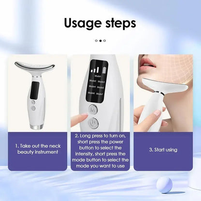 7 Color LED Face & Neck Massager Beauty Device Skin Tightening Neck Lifting Machine with 3 Intensity Levels