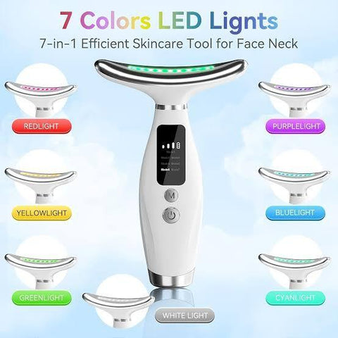 7 Color LED Face & Neck Massager Beauty Device Skin Tightening Neck Lifting Machine with 3 Intensity Levels