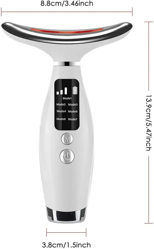 7 Color LED Face & Neck Massager Beauty Device Skin Tightening Neck Lifting Machine with 3 Intensity Levels
