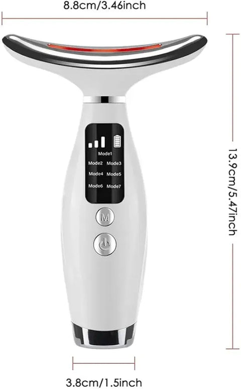 7 Color LED Face & Neck Massager Beauty Device Skin Tightening Neck Lifting Machine with 3 Intensity Levels