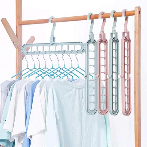 9 Hole Magic Clothes Hanger 360° Rotating Foldable Space Saving Closet Organizer