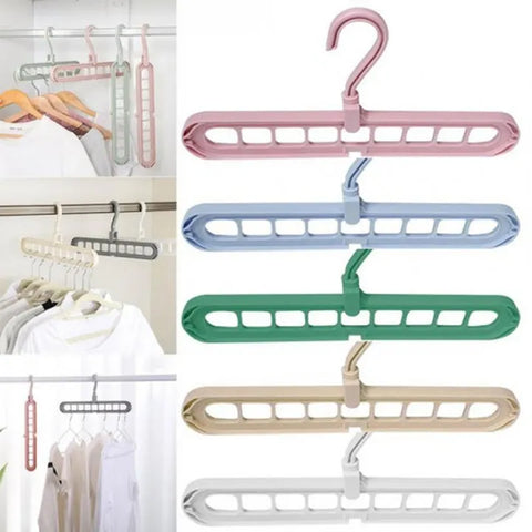 9 Hole Magic Clothes Hanger 360° Rotating Foldable Space Saving Closet Organizer