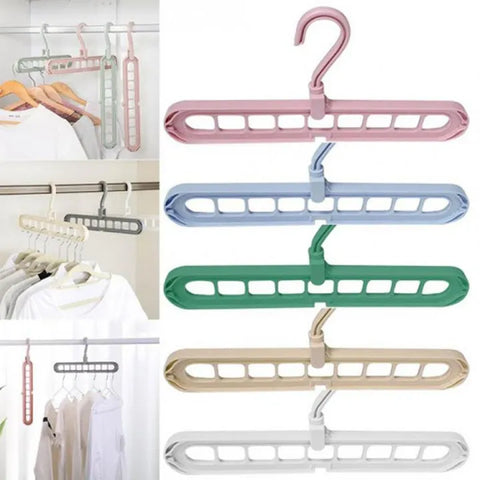 9 Hole Magic Clothes Hanger 360° Rotating Foldable Space Saving Closet Organizer