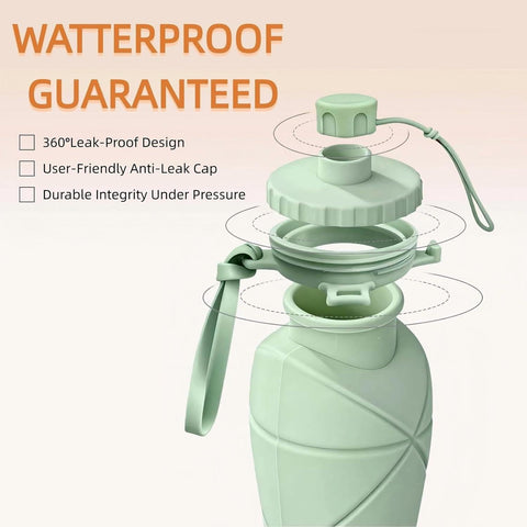 Collapsible Silicone Water Bottle 600ml Foldable Leak Proof Travel Sports Water Bottle