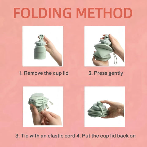 Collapsible Silicone Water Bottle 600ml Foldable Leak Proof Travel Sports Water Bottle