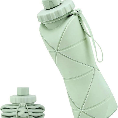 Collapsible Silicone Water Bottle 600ml Foldable Leak Proof Travel Sports Water Bottle