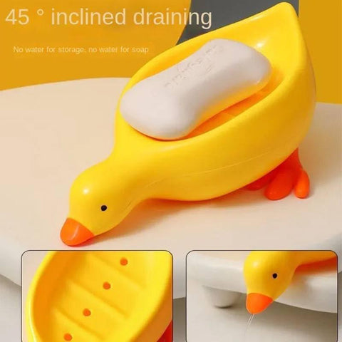 Cute Duck Soap Holder Soap Drying Rack Portable Bathroom & Kitchen Soap Organizer