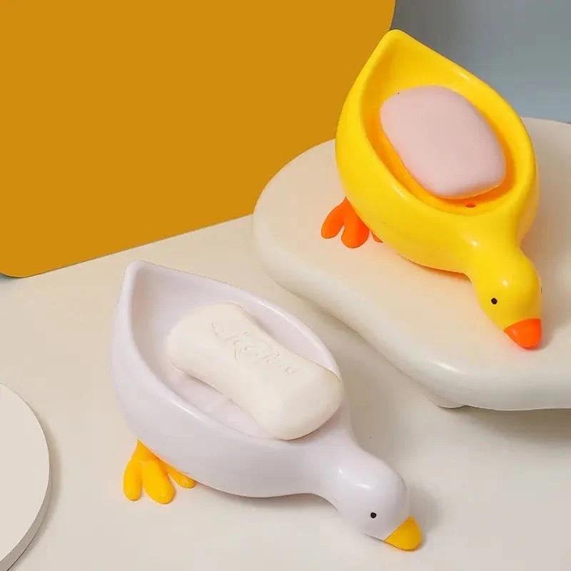 Cute Duck Soap Holder Soap Drying Rack Portable Bathroom & Kitchen Soap Organizer