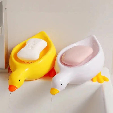 Cute Duck Soap Holder Soap Drying Rack Portable Bathroom & Kitchen Soap Organizer