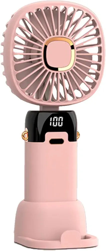 Foldable USB Rechargeable Neck Fan with LED Display 5 Speed Portable Hands Free Fan & Phone Stand