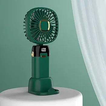 Foldable USB Rechargeable Neck Fan with LED Display 5 Speed Portable Hands Free Fan & Phone Stand