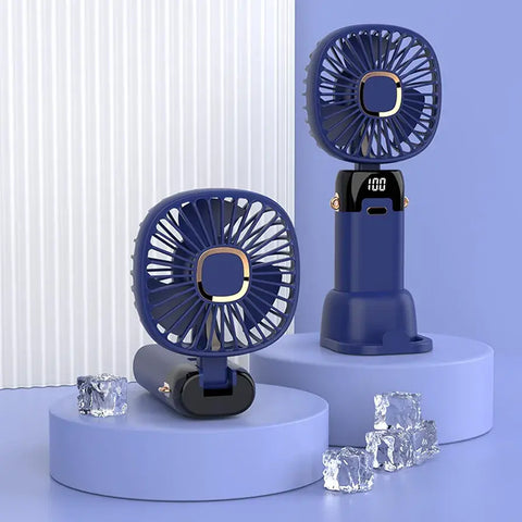 Foldable USB Rechargeable Neck Fan with LED Display 5 Speed Portable Hands Free Fan & Phone Stand