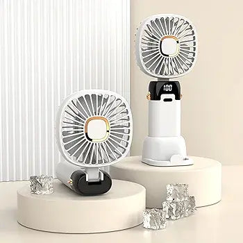 Foldable USB Rechargeable Neck Fan with LED Display 5 Speed Portable Hands Free Fan & Phone Stand