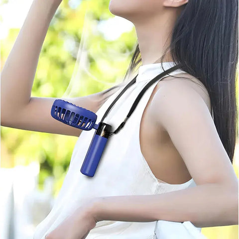 Foldable USB Rechargeable Neck Fan with LED Display 5 Speed Portable Hands Free Fan & Phone Stand