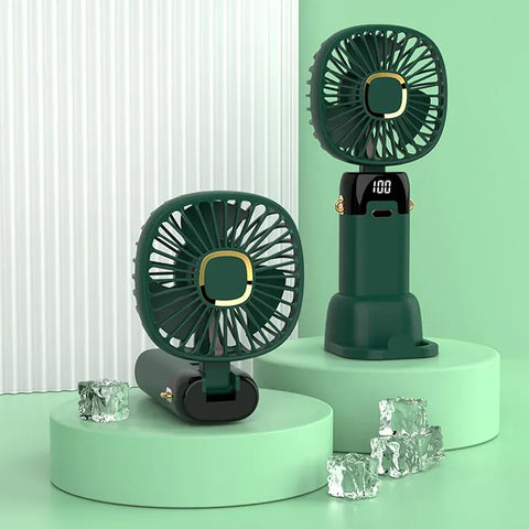 Foldable USB Rechargeable Neck Fan with LED Display 5 Speed Portable Hands Free Fan & Phone Stand