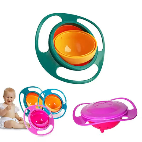 360° Rotating Gyro Bowl Spill Proof Snack Bowl for Kids Baby Feeding Bowl