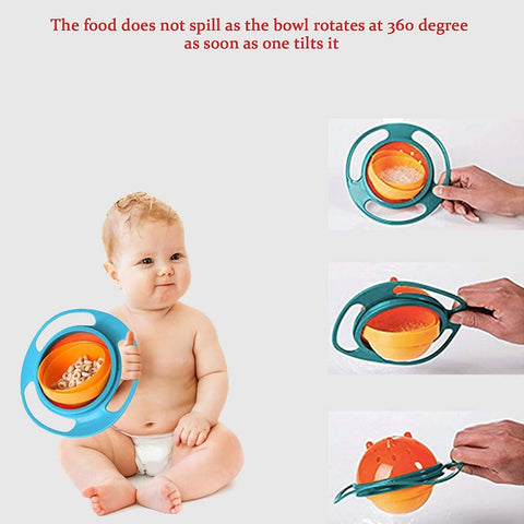 360° Rotating Gyro Bowl Spill Proof Snack Bowl for Kids Baby Feeding Bowl