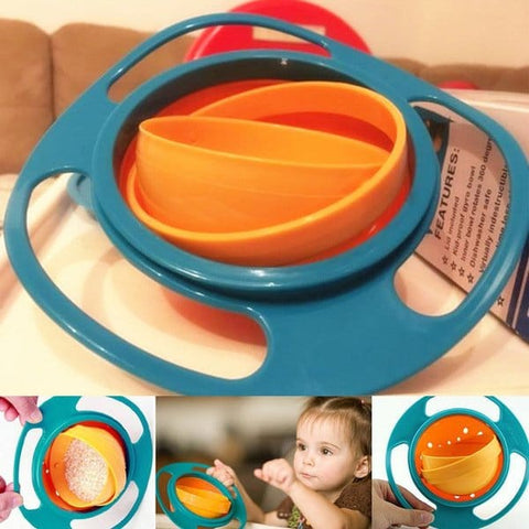 360° Rotating Gyro Bowl Spill Proof Snack Bowl for Kids Baby Feeding Bowl
