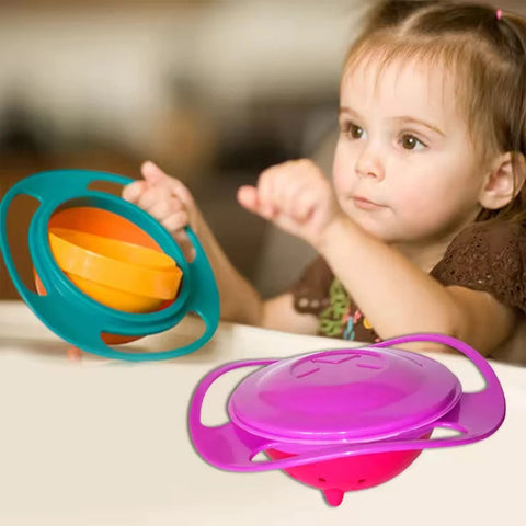 360° Rotating Gyro Bowl Spill Proof Snack Bowl for Kids Baby Feeding Bowl