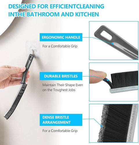 Hard Bristle Crevice Cleaning Brush Multifunctional Gap Cleaning Tool for Kitchen Bathroom & Home (2Pcs))