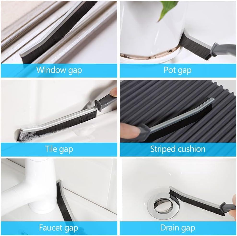 Hard Bristle Crevice Cleaning Brush Multifunctional Gap Cleaning Tool for Kitchen Bathroom & Home (2Pcs))