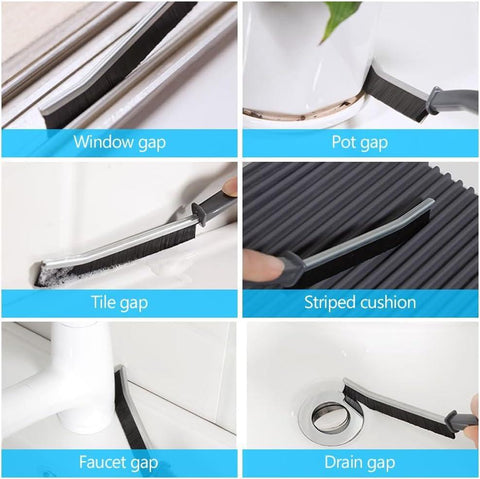 Hard Bristle Crevice Cleaning Brush Multifunctional Gap Cleaning Tool for Kitchen Bathroom & Home (2Pcs))