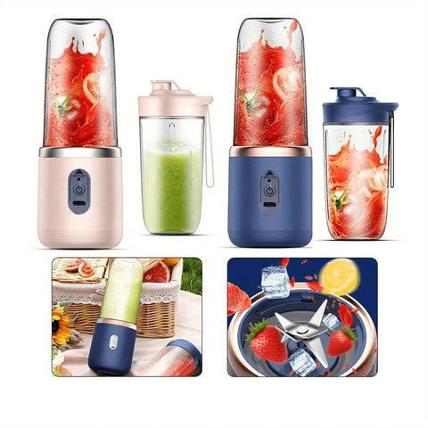 Hexa Blade Portable Juicer Blender USB Rechargeable Mini Smoothie Maker 400ml
