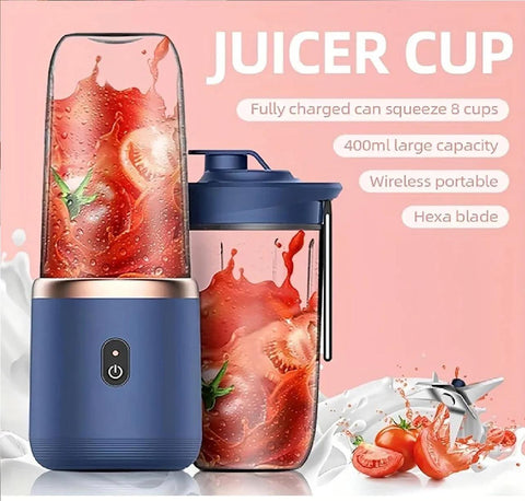 Hexa Blade Portable Juicer Blender USB Rechargeable Mini Smoothie Maker 400ml