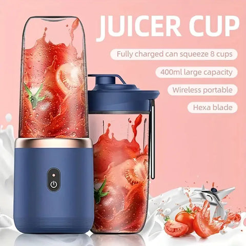 Hexa Blade Portable Juicer Blender USB Rechargeable Mini Smoothie Maker 400ml