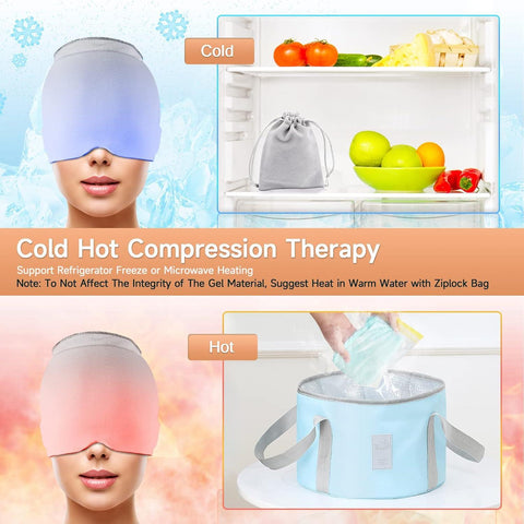 Migraine Relief Ice Cap Cooling Head Wrap for Headache Stress & Migraine Therapy