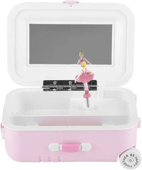 Mini Jewellery Suitcase Music Box with Spinning Ballet Dancer Storage Case for Girls