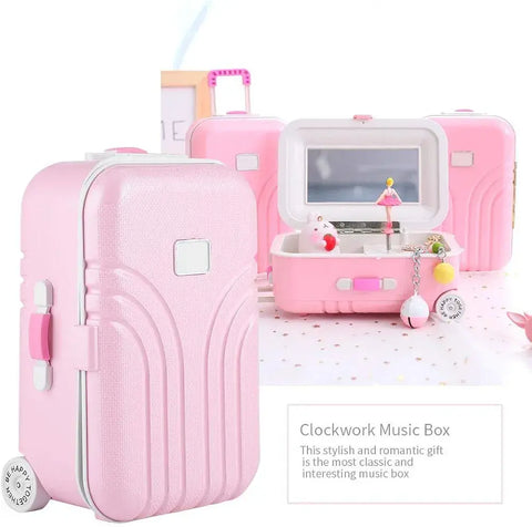 Mini Jewellery Suitcase Music Box with Spinning Ballet Dancer Storage Case for Girls