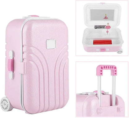 Mini Jewellery Suitcase Music Box with Spinning Ballet Dancer Storage Case for Girls