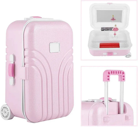 Mini Jewellery Suitcase Music Box with Spinning Ballet Dancer Storage Case for Girls
