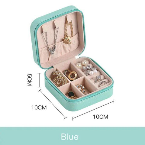 Portable Jewellery Organizer Box Leather Travel Jewelry Storage Case for Rings Earrings & Accessories
