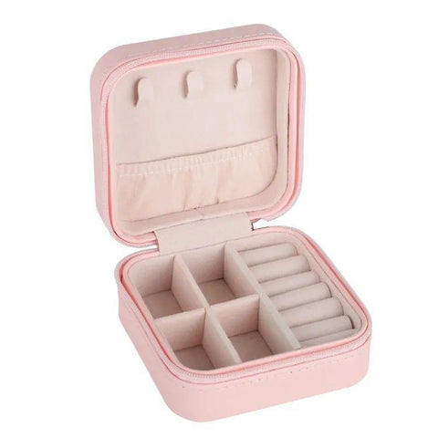 Portable Jewellery Organizer Box Leather Travel Jewelry Storage Case for Rings Earrings & Accessories