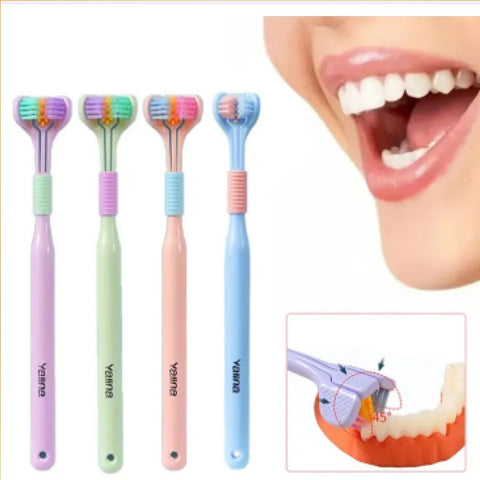 Three Sided Toothbrush 360° Coverage Soft Bristle Toothbrush with Replaceable Heads