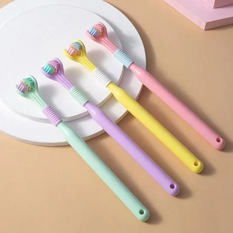 Three Sided Toothbrush 360° Coverage Soft Bristle Toothbrush with Replaceable Heads