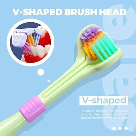 Three Sided Toothbrush 360° Coverage Soft Bristle Toothbrush with Replaceable Heads