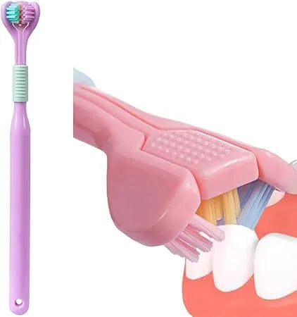 Three Sided Toothbrush 360° Coverage Soft Bristle Toothbrush with Replaceable Heads