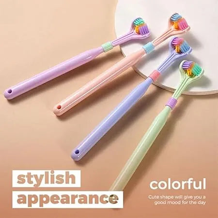 Three Sided Toothbrush 360° Coverage Soft Bristle Toothbrush with Replaceable Heads