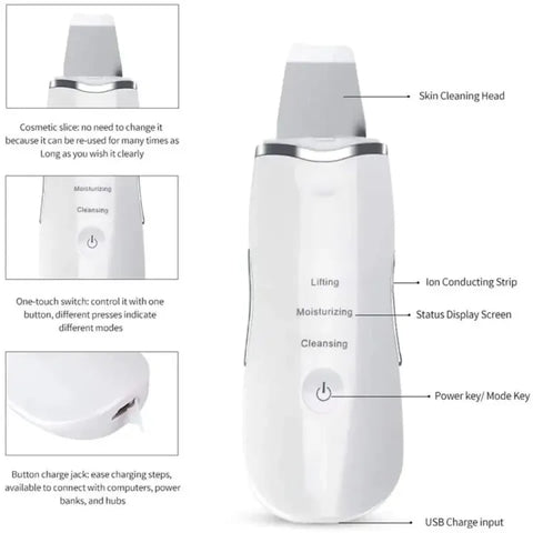 Ultrasonic Skin Scrubber Blackhead Remover Deep Pore Cleanser Facial Beauty Device