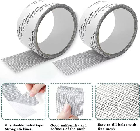 Window Screen Repair Tape Self Adhesive Fiberglass Mesh Patch Roll 2 Meter Mosquito Net Repair Tape